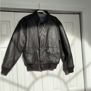 90s Genuine Leather Bomber Jacket